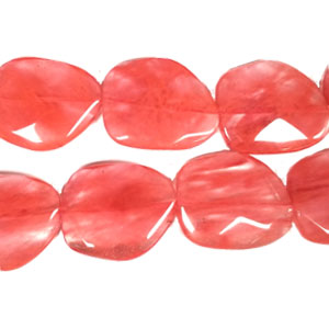 CHERRY QUARTZ FACETED PEAR FREEFORM 23X28MM